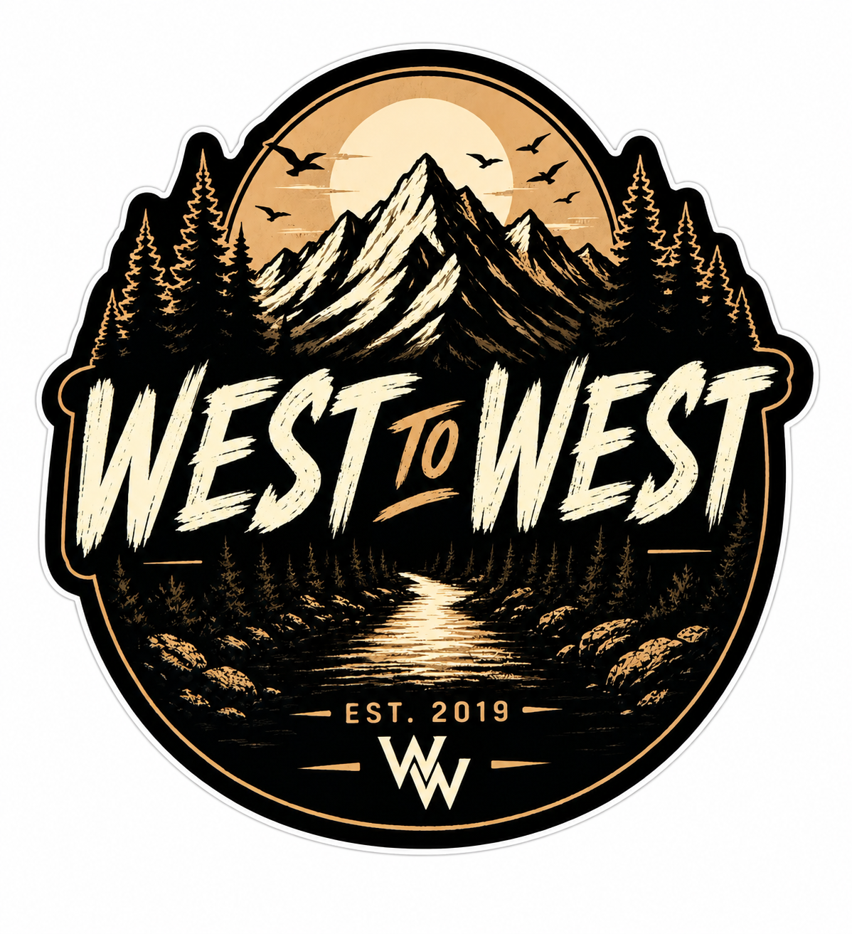 West to West Mountain Badge Sticker