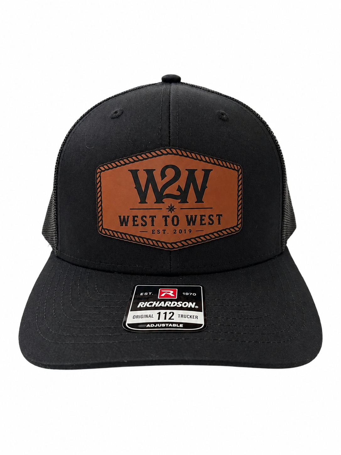 West to West Leather Patch Trucker Hat - Black