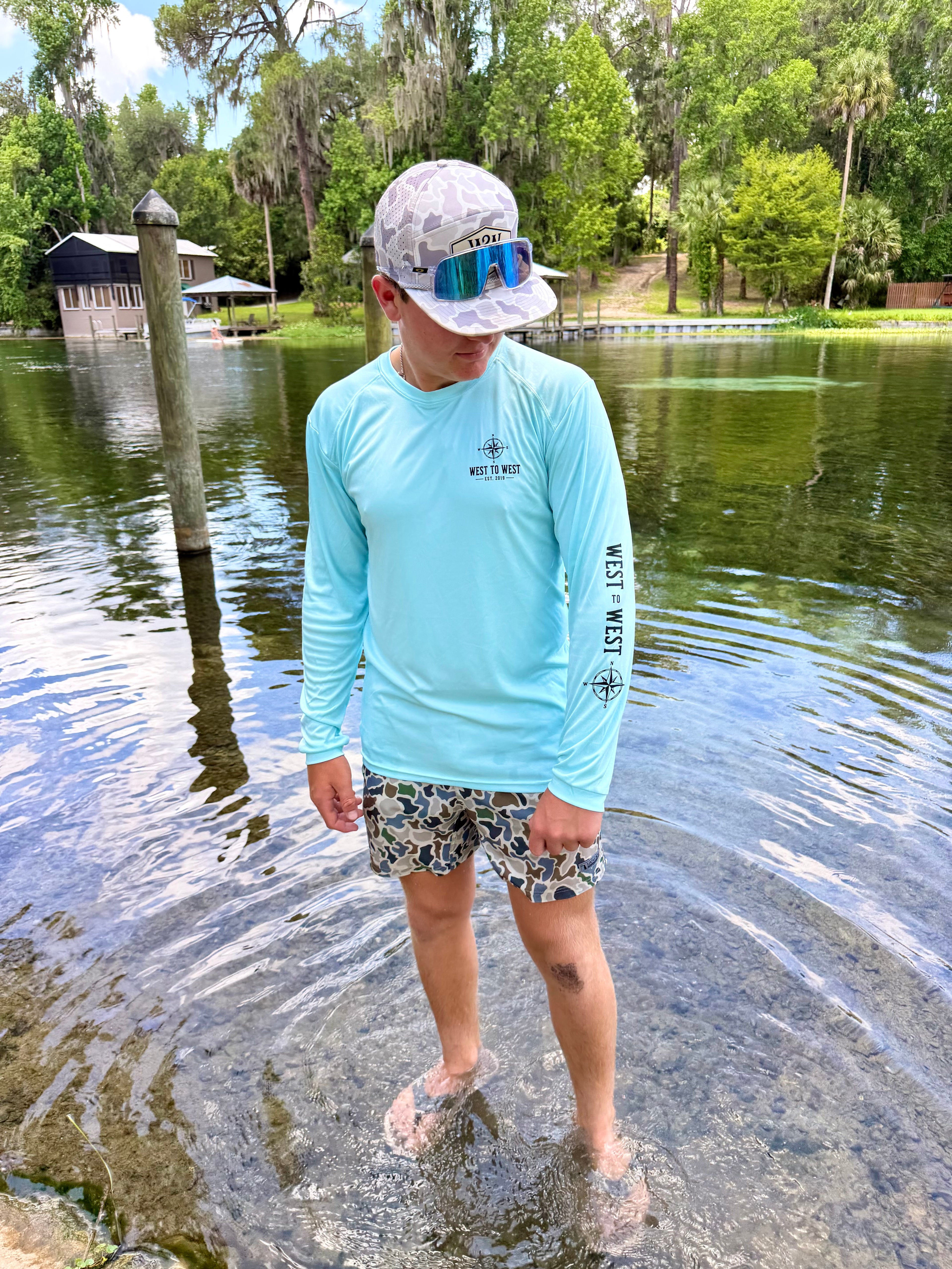 West to West Offshore Series Long Sleeve - Aqua Blue